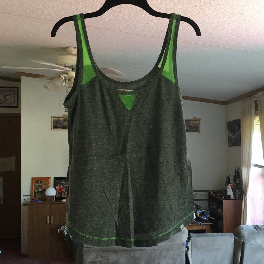 Gray Hollister tank top with bright green mesh